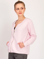 Kotty Women Pink Self Design Open Front Jacket