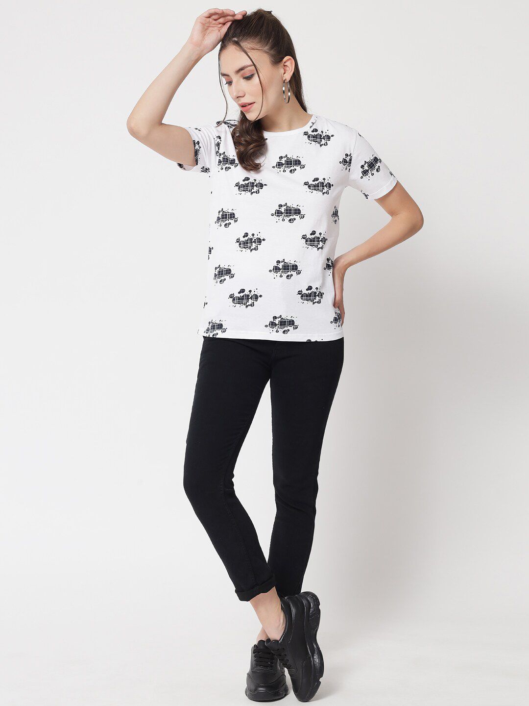 Kotty Women White Printed T-shirt