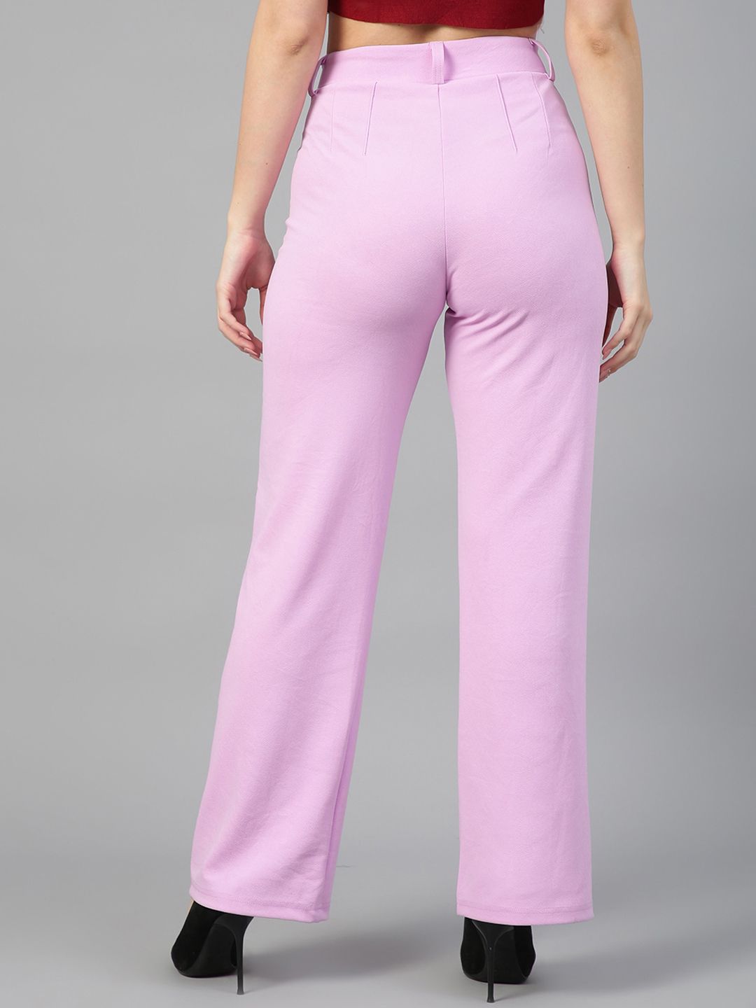 Kotty Women Pack Of 2 Straight Fit High-Rise Easy Wash Parallel Trousers