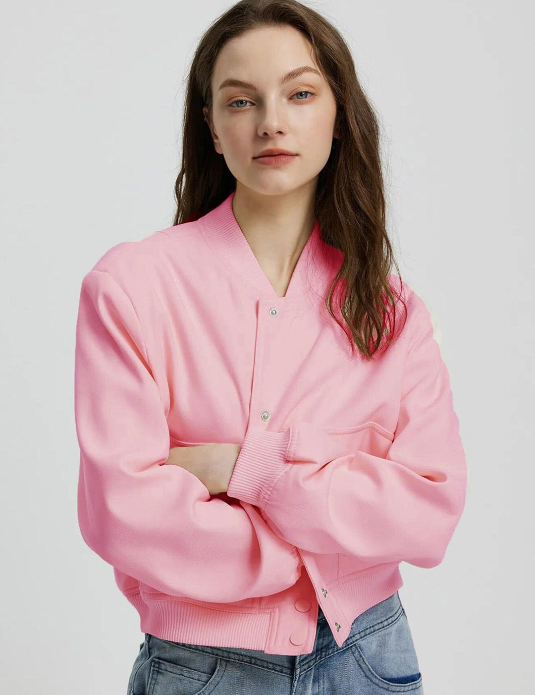 Kotty Stand Collar Fleece Bomber Jacket