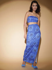  Kotty Floral Printed Strapless Top With Skirt Co-Ords