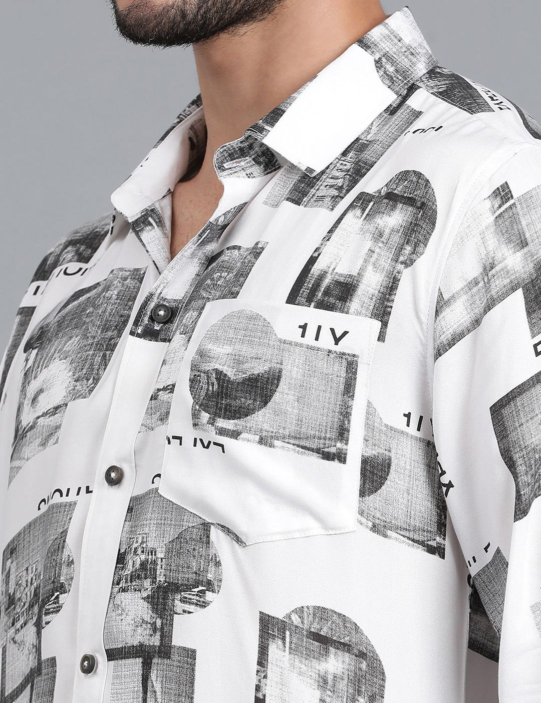 Kotty Men Spread Collar Graphic Printed Cotton Casual Shirt