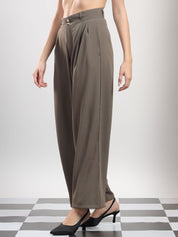 Kotty Women High-Rise Easy Wash Relaxed Fit Pleated Trousers