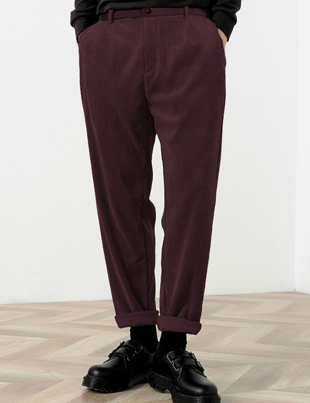 Kotty Men Relaxed Straight Fit High-Rise Corduroy Trousers
