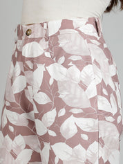 Kotty Women Cotton Floral Printed Straight Fit High-Rise Easy Wash Trousers