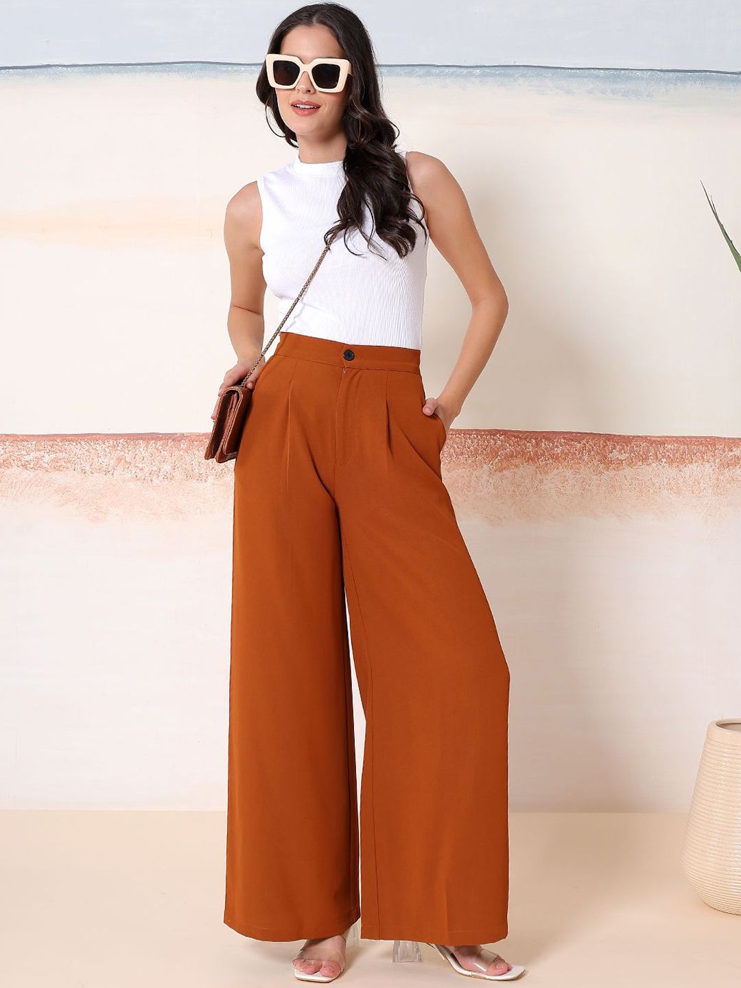 Kotty Women Comfort Flared High-Rise Parallel Trousers