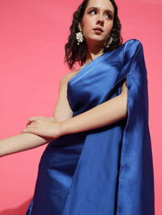 Kotty Women Solid One Shoulder Flutter Sleeve A-Line Dress