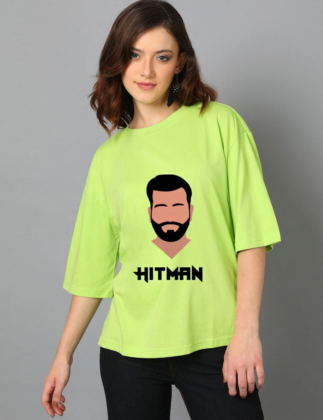 Kotty Women Graphic Printed Round Neck Cotton Oversized T-shirt