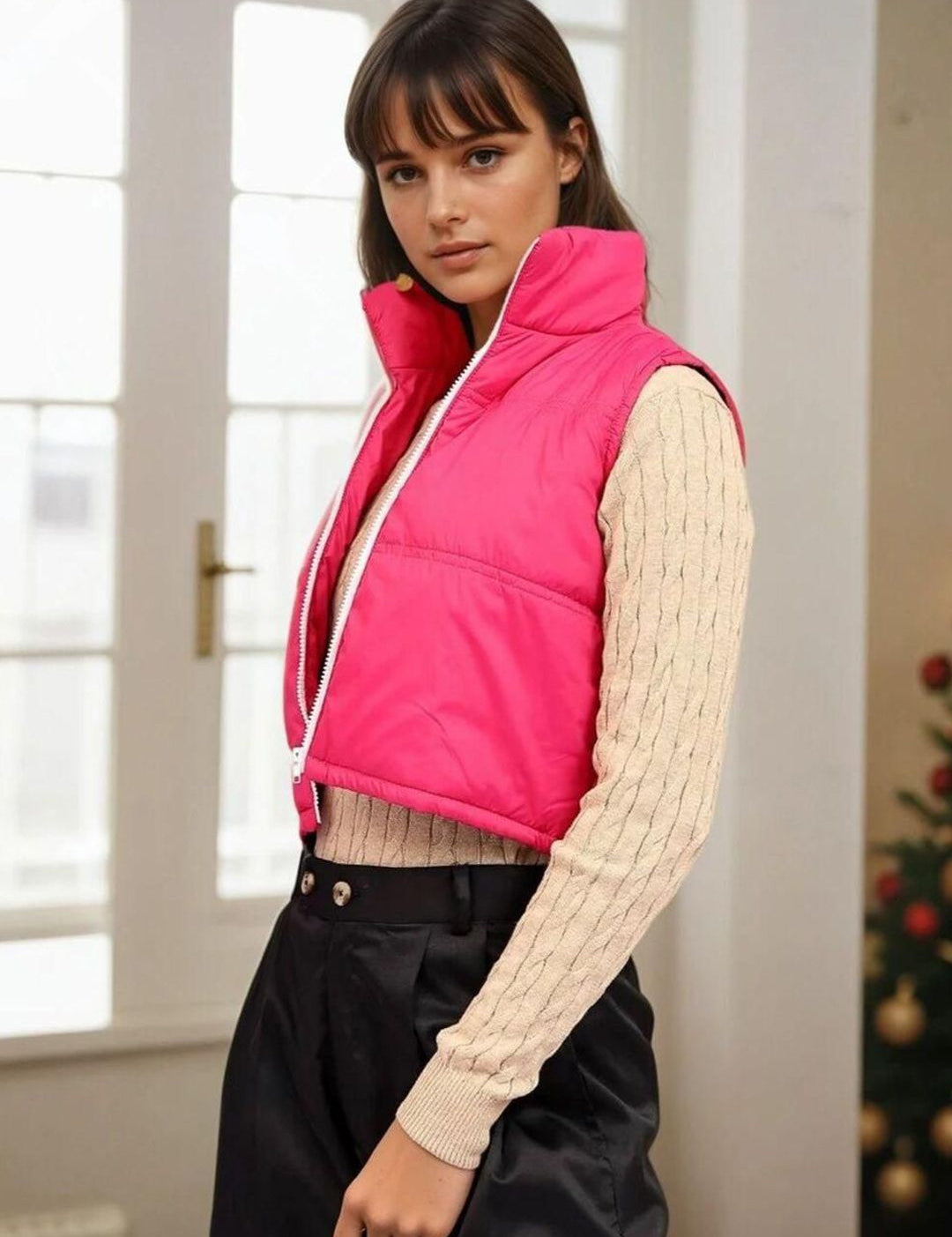 Kotty Women Stand Collar Solid Lightweight Gilet Jacket