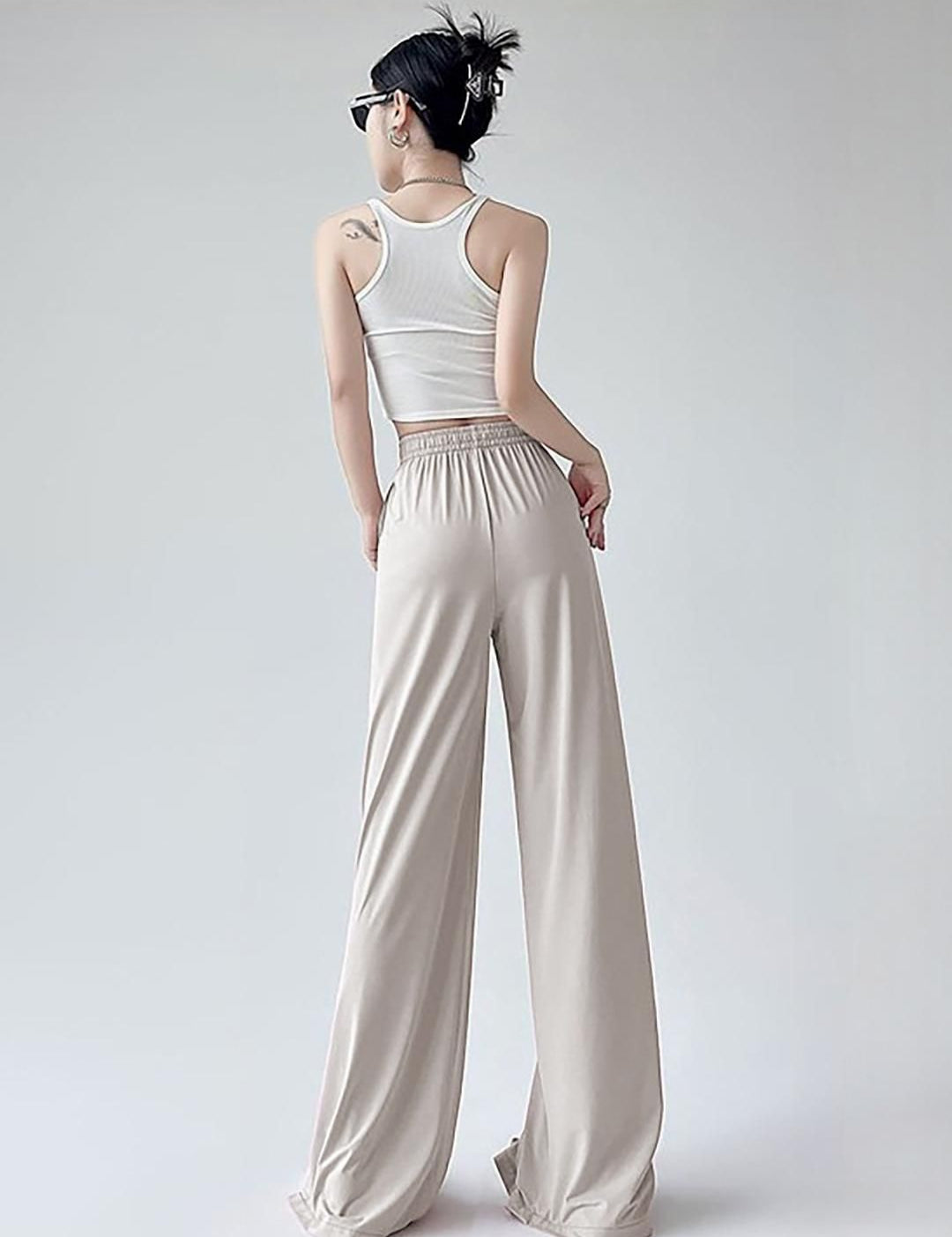 Kotty Women  Wide-Leg High-Rise Side Slits Trouser