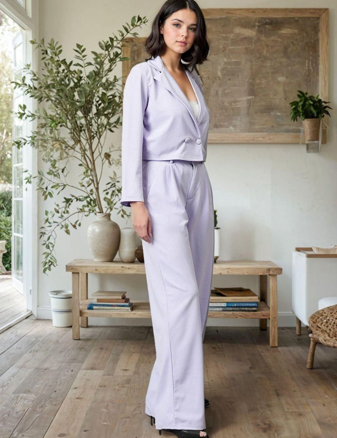 Kotty Lapel Collar Long Sleeves Coat With Trouser 