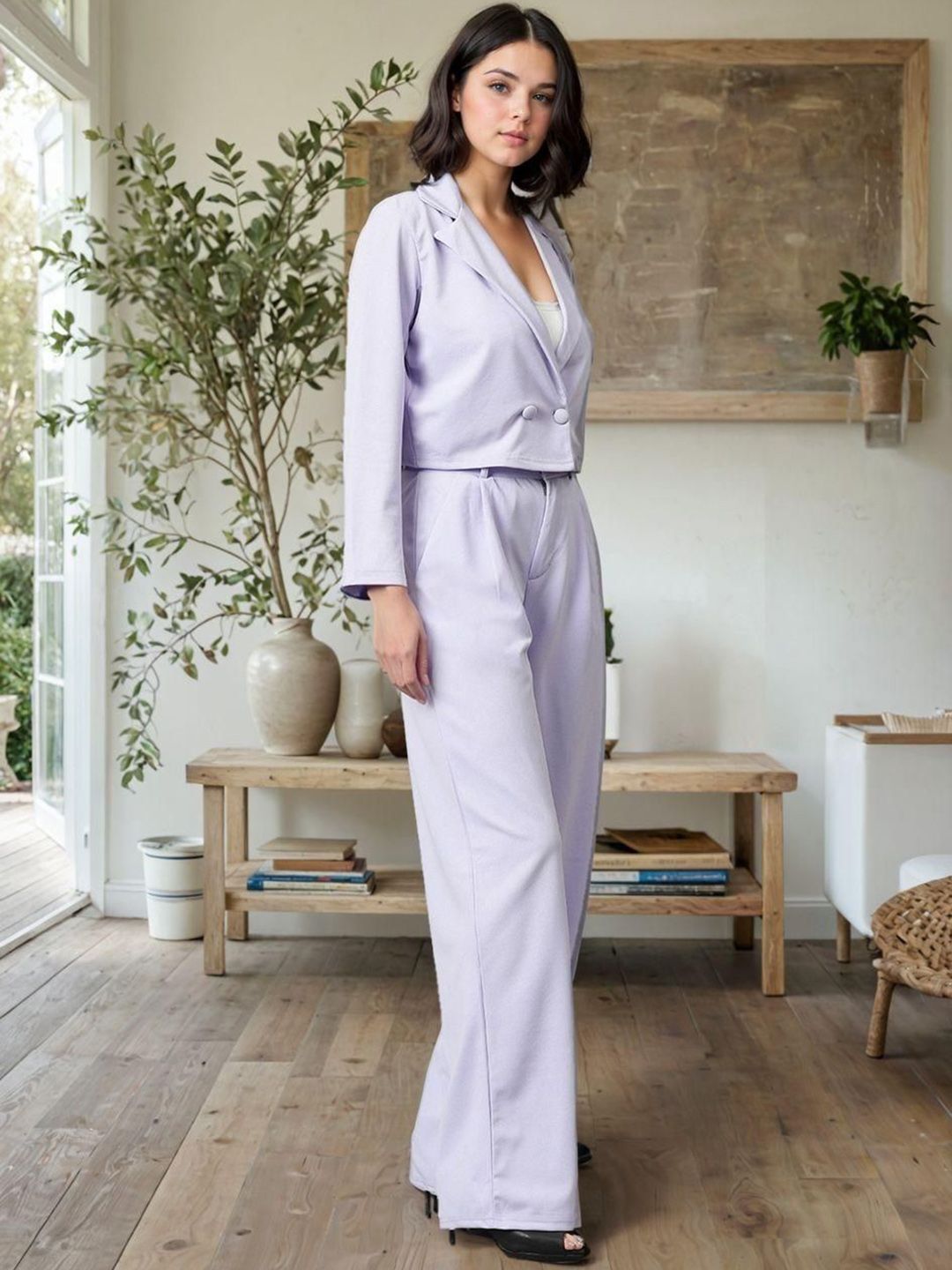 Kotty Lapel Collar Long Sleeves Coat With Trouser 