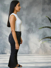 Kotty Women Bootcut High Rise Mildly Distressed Light Fade Stretchable Jeans