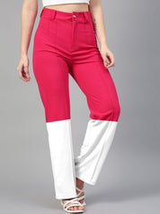 Kotty Women Colourblocked Relaxed Straight Leg Straight Fit High-Rise Trousers