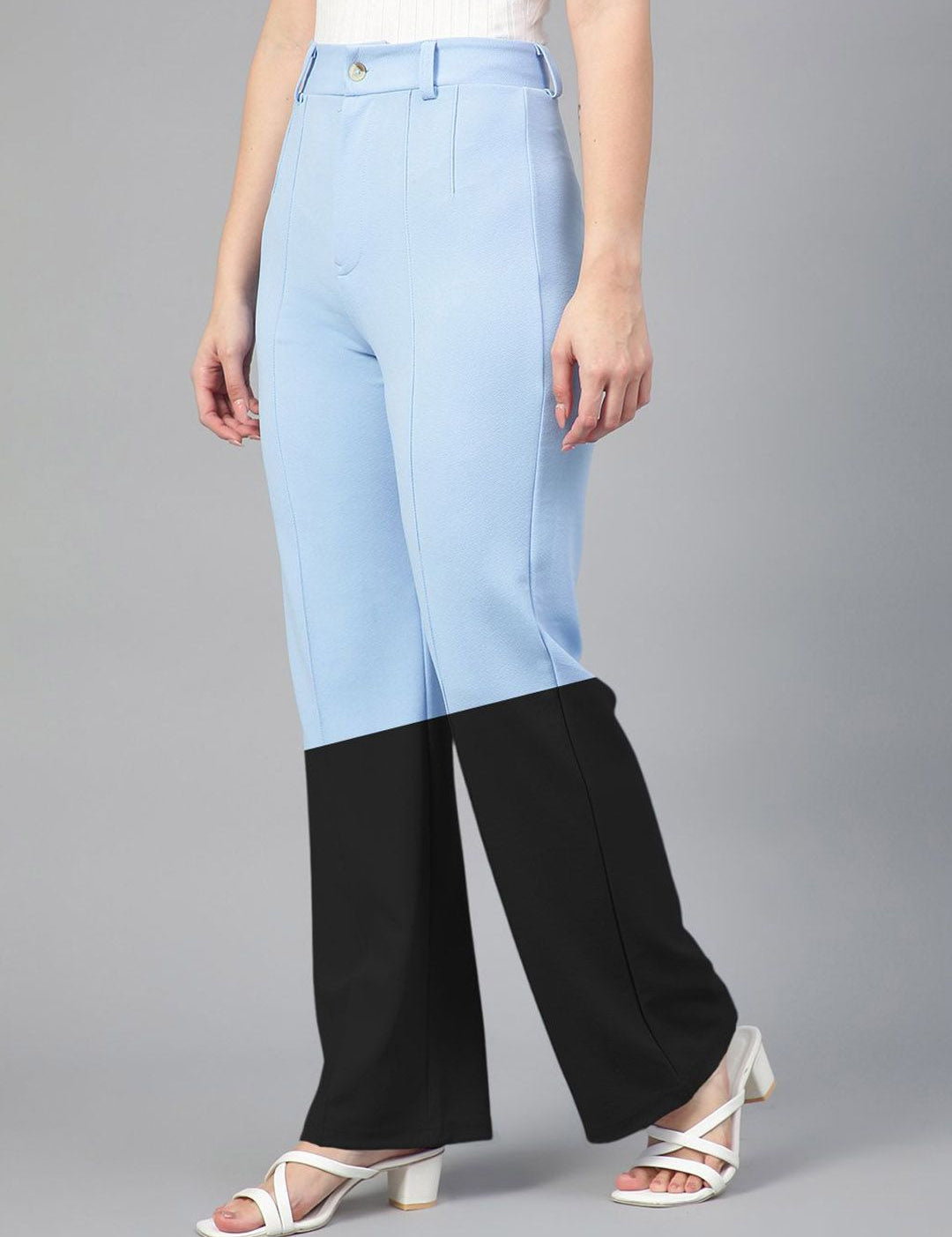 Kotty Women Colourblocked Straight Fit High-Rise Trousers