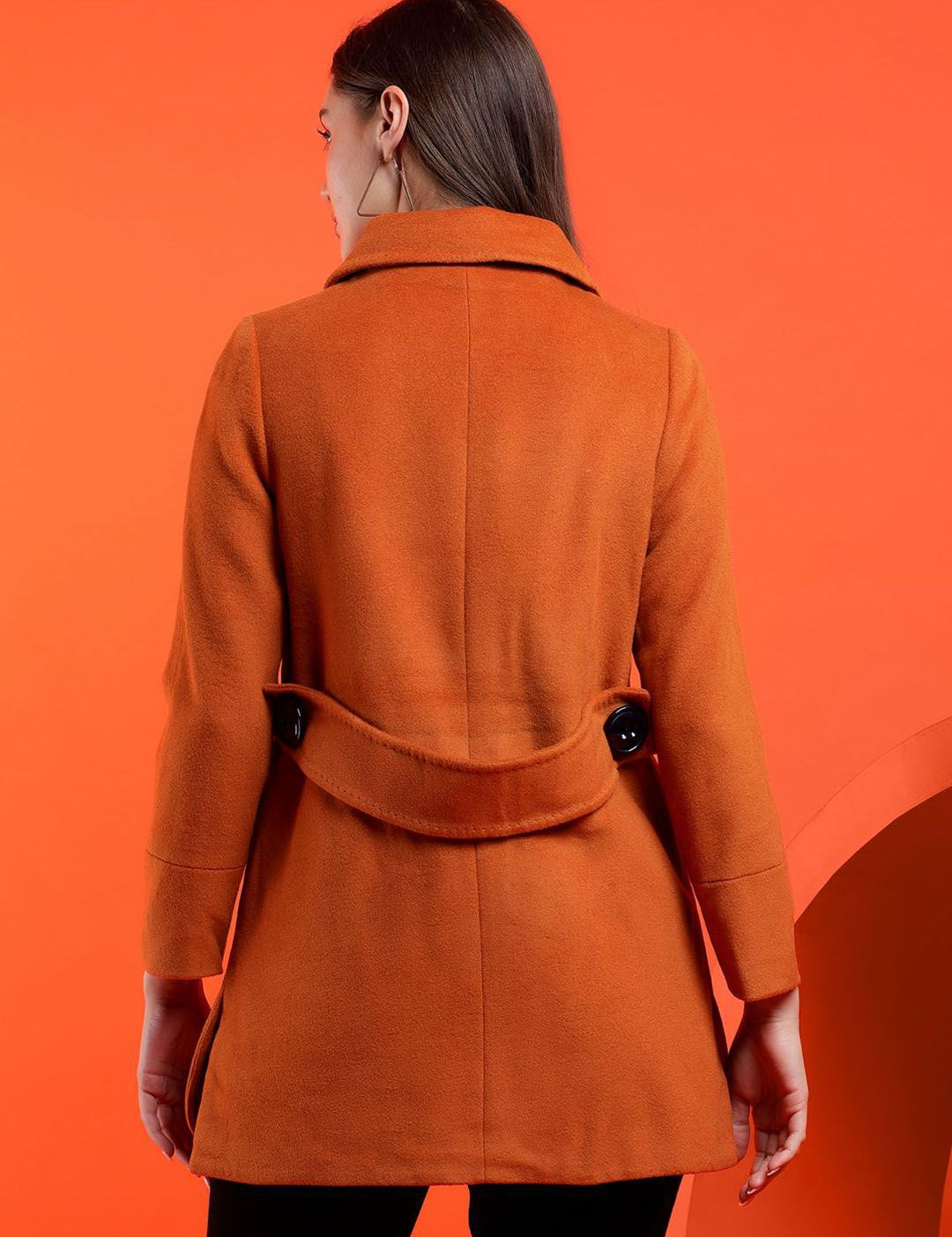 Kotty Women Solid Spread Collar Overcoat