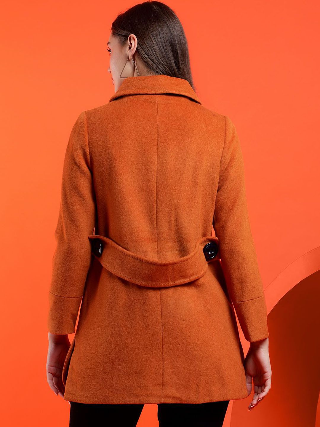 Kotty Women Solid Spread Collar Overcoat