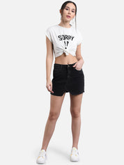 Kotty Women Black Solid Denim Skirt