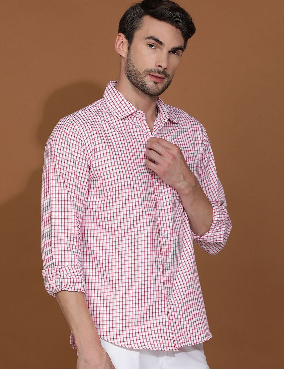 Kotty New Checked Spread Collar Casual Shirt