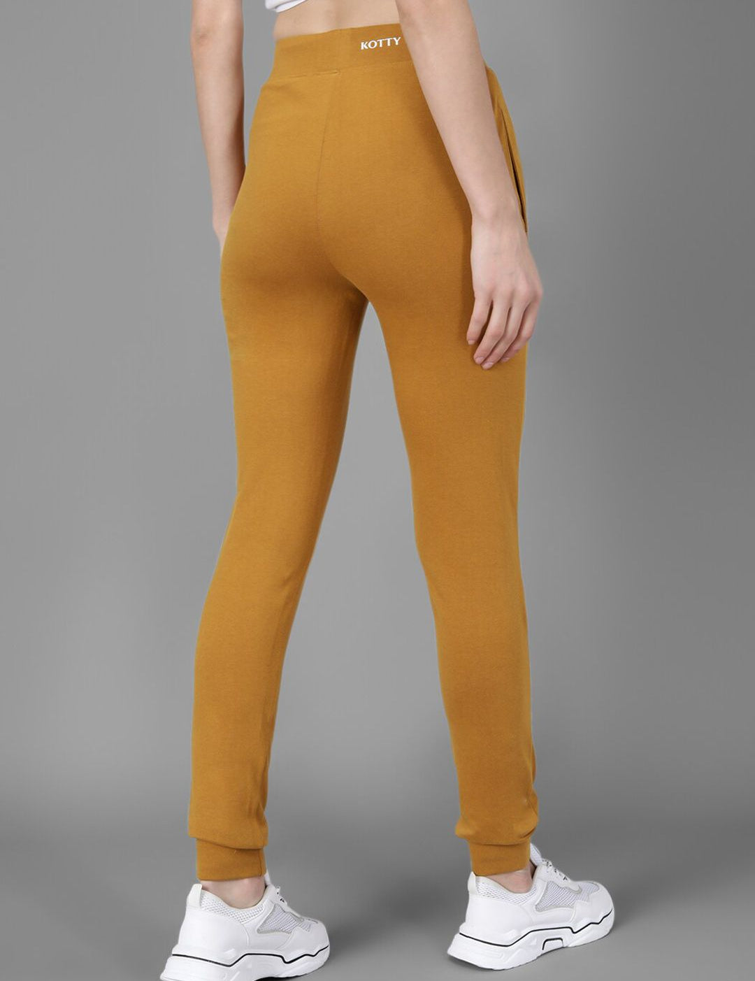 Kotty Women Mustard Yellow & White Printed Joggers