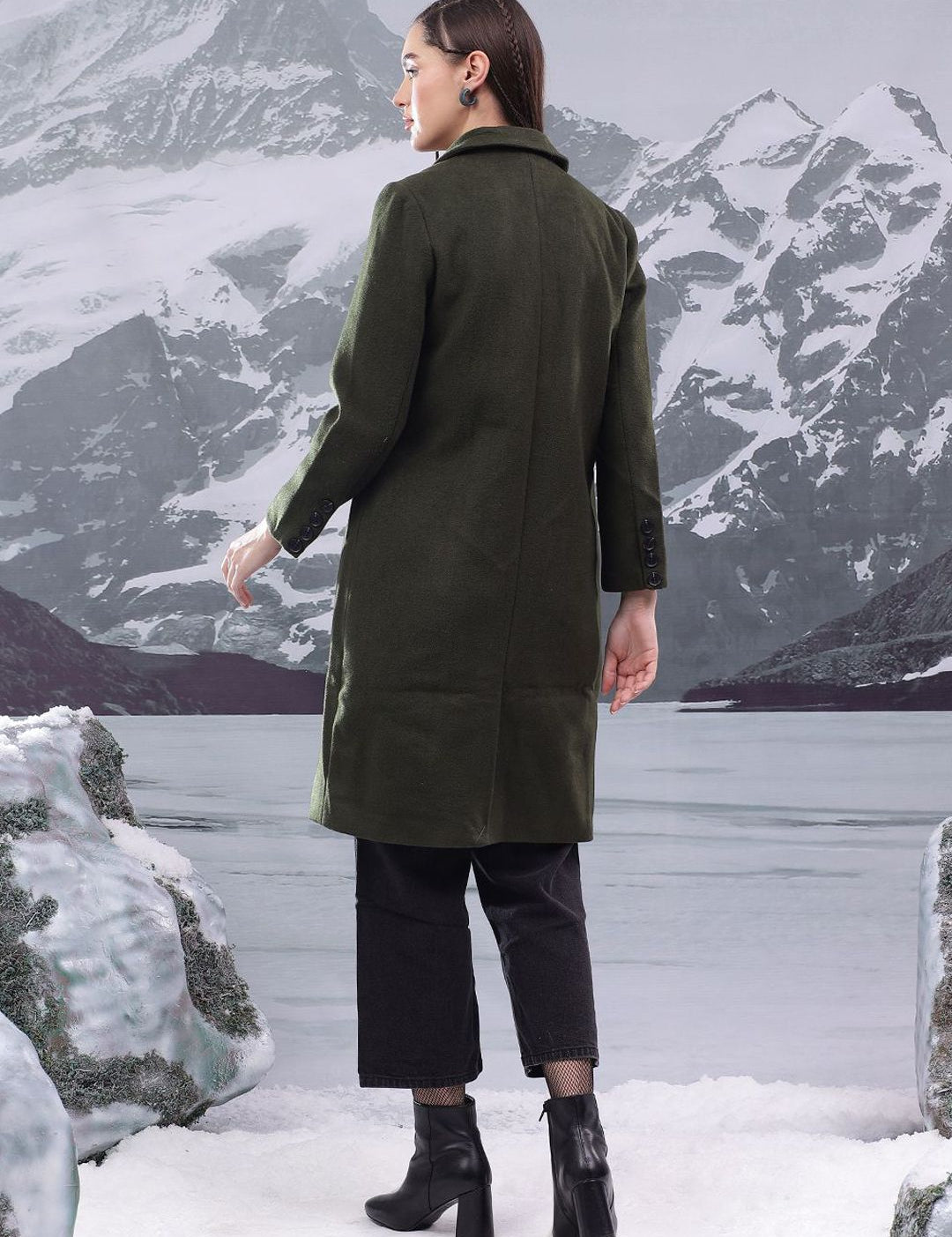 Kotty Women Notched Lapel Cotton Single-Breasted Overcoat