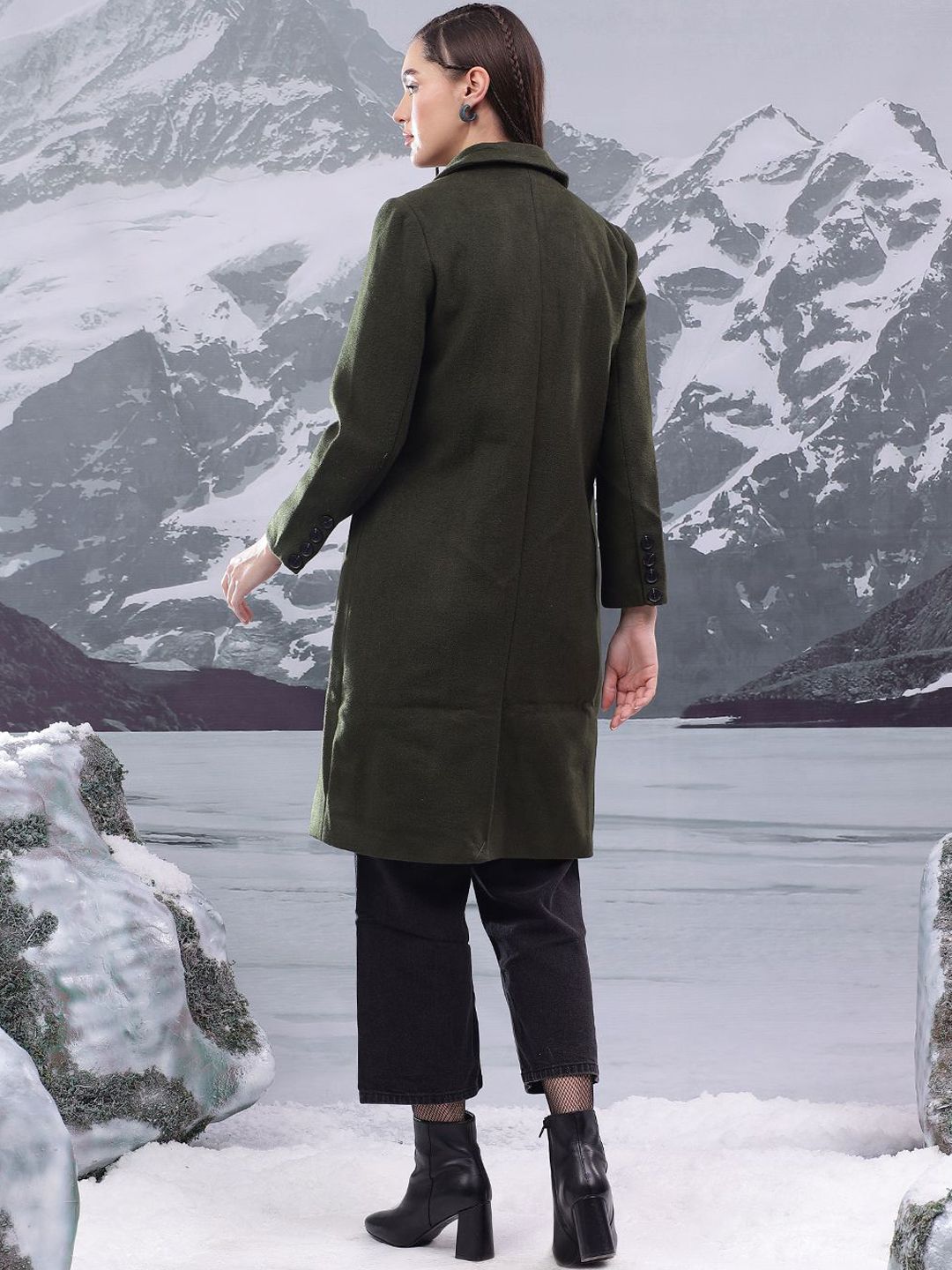 Kotty Women Notched Lapel Cotton Single-Breasted Overcoat