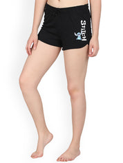Kotty Women Black Solid Lounge Shorts KTTSLEEPSHORTS203