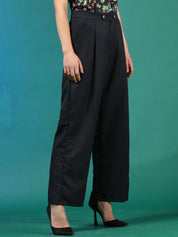 Kotty Women Solid Relaxed High-Rise Easy Wash Pleated Trousers