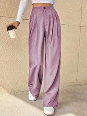 KOTTY BIZwear Women Straight Fit High-Rise Easy Wash Pleated Trousers