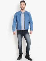 Kotty Men Blue Solid Denim Jacket