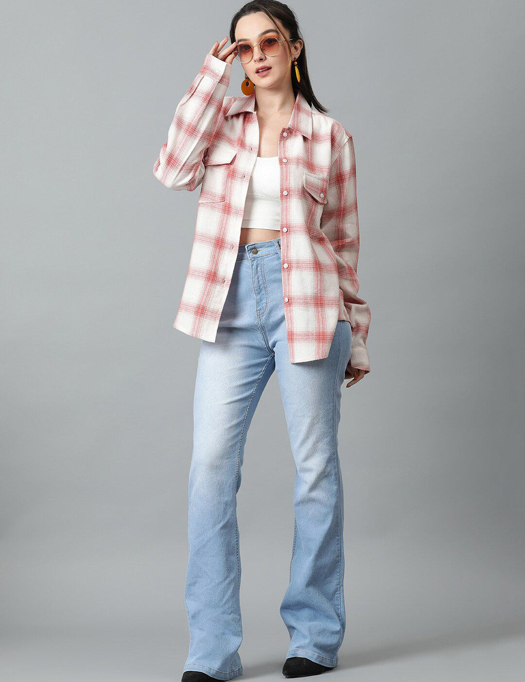 Kotty Tartan Checks Spread Collar Casual Shirt