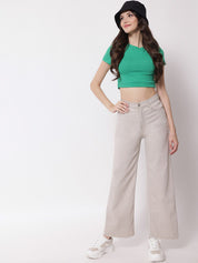 Kotty Women Off White Jean Flared High-Rise Stretchable Jeans