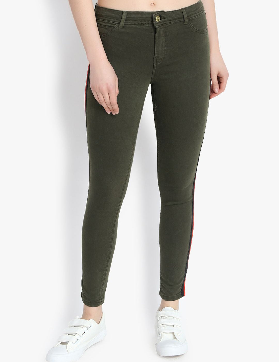 Kotty Women Olive Green Skinny Fit High-Rise Clean Look Jeans