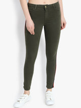 Kotty Women Olive Green Skinny Fit High-Rise Clean Look Jeans