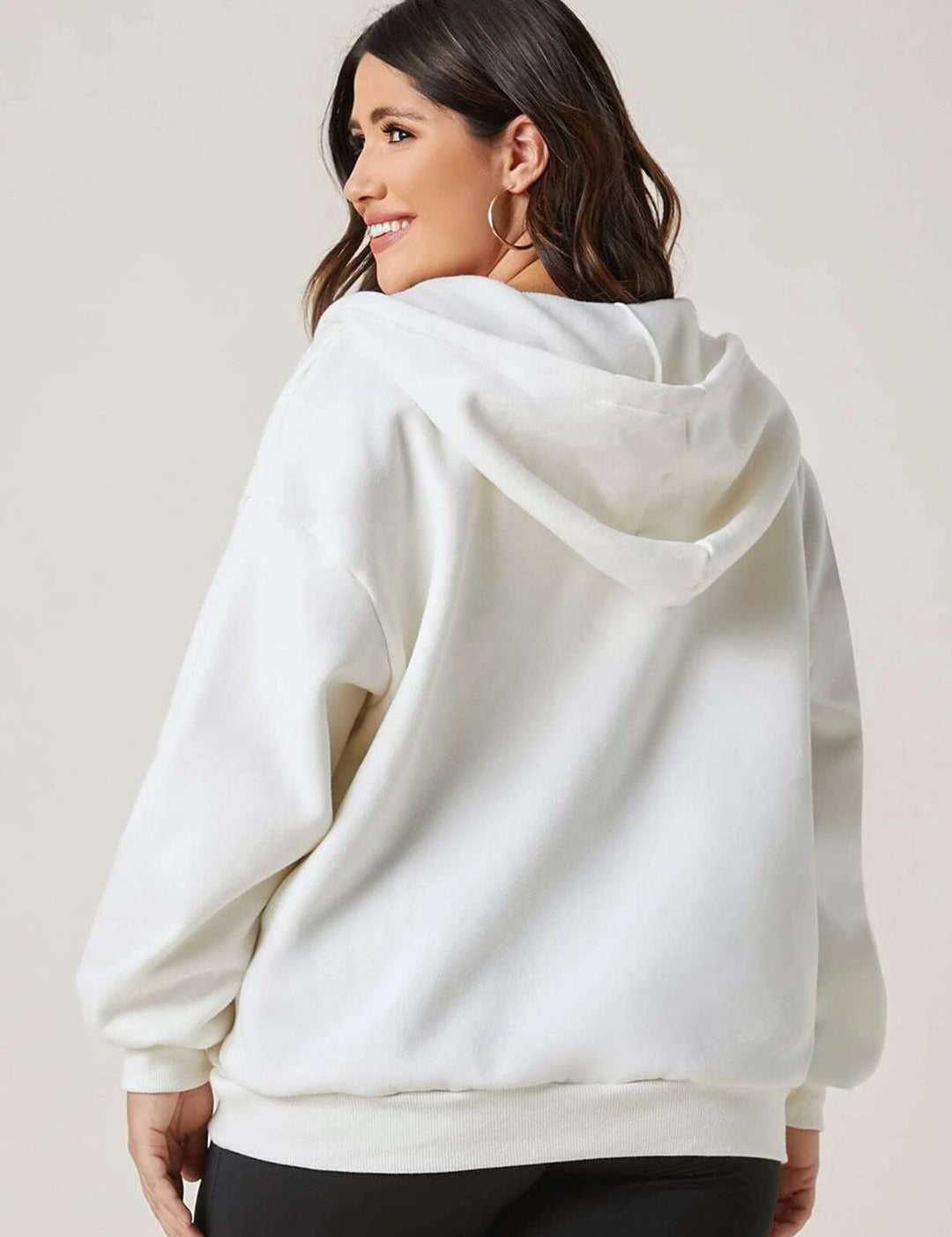 Kotty Plus Size Hooded Fleece Front-Open Sweatshirt