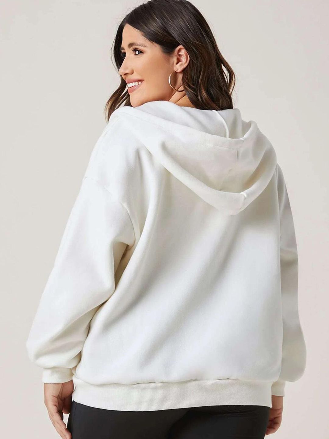 Kotty Plus Size Hooded Fleece Front-Open Sweatshirt