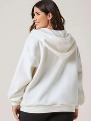 Kotty Plus Size Hooded Fleece Front-Open Sweatshirt
