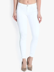 Kotty Women White Skinny Fit High-Rise Clean Look Stretchable Jeans