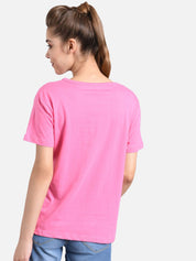 Kotty Women Pink Printed Round Neck T-shirt