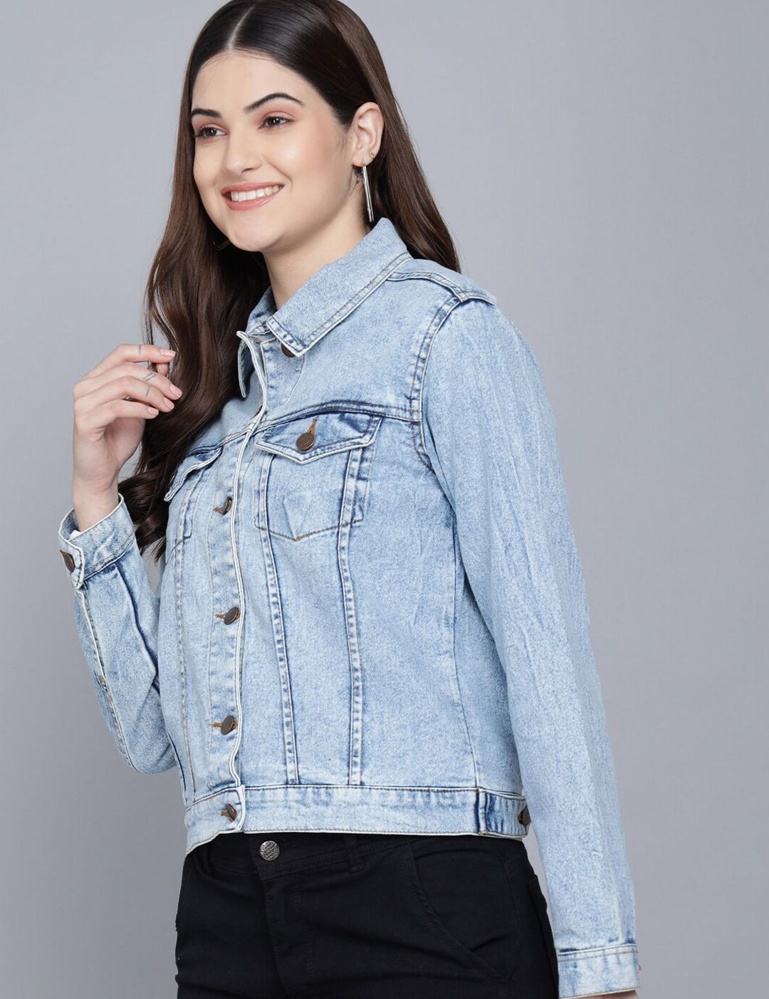 Kotty Women Blue Washed Denim Jacket