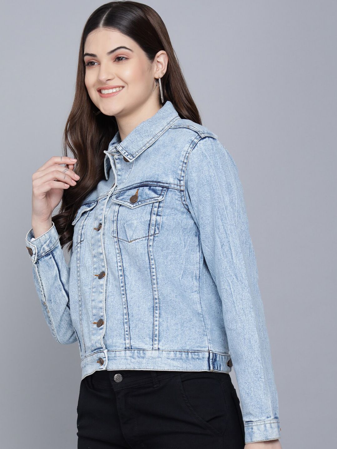 Kotty Women Blue Washed Denim Jacket
