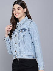 Kotty Women Blue Washed Denim Jacket