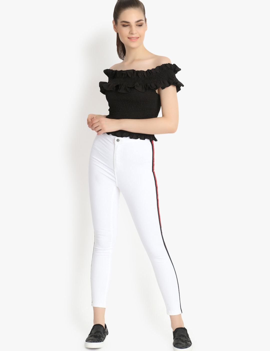 Kotty Women White Skinny Fit High-Rise Clean Look Jeans