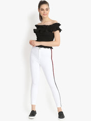 Kotty Women White Skinny Fit High-Rise Clean Look Jeans