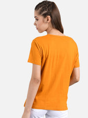 Kotty Women Mustard Yellow & Blue Set of 2 Printed Round Neck T-shirts