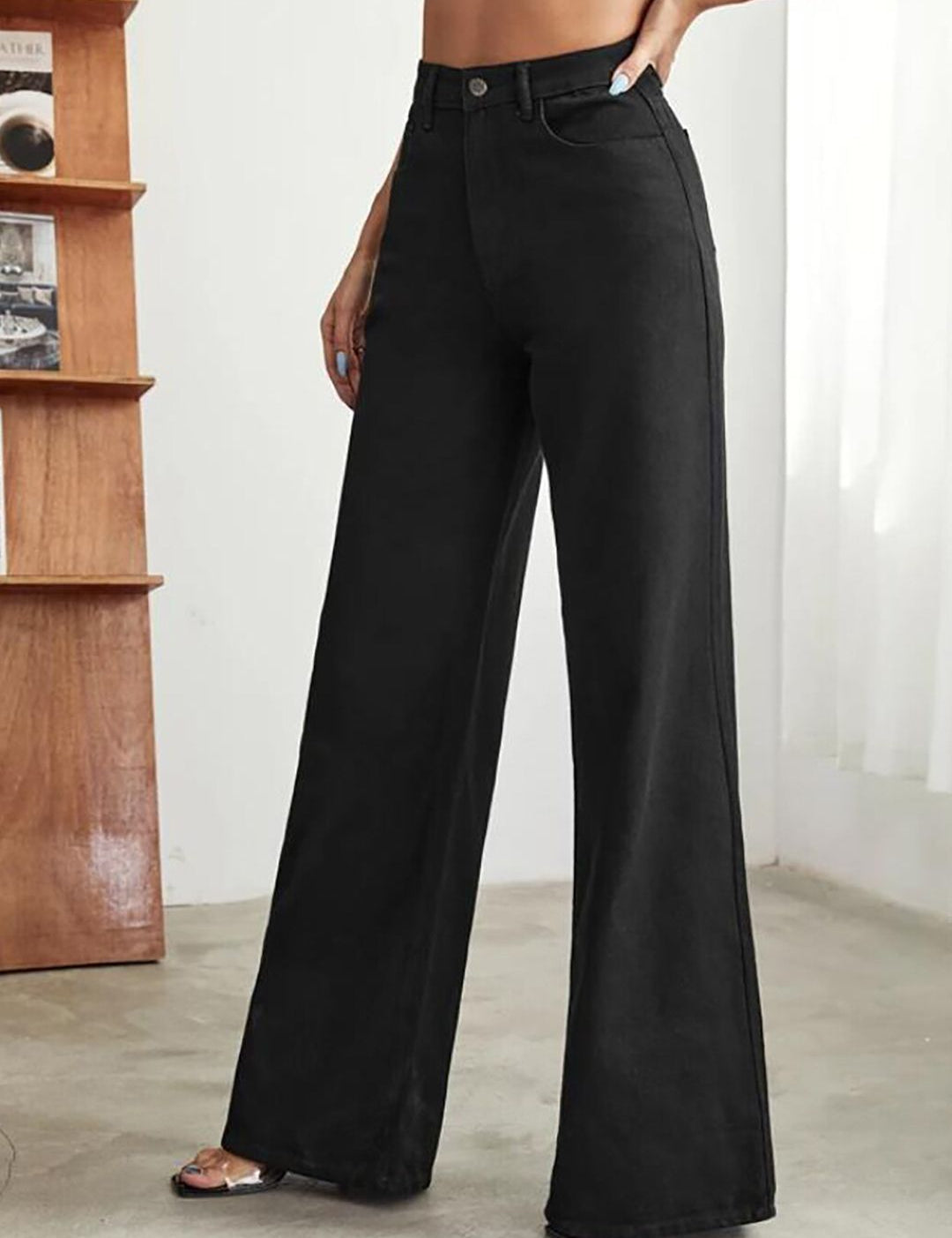 Kotty Women Black Jean Straight Fit High-Rise Stretchable Jeans