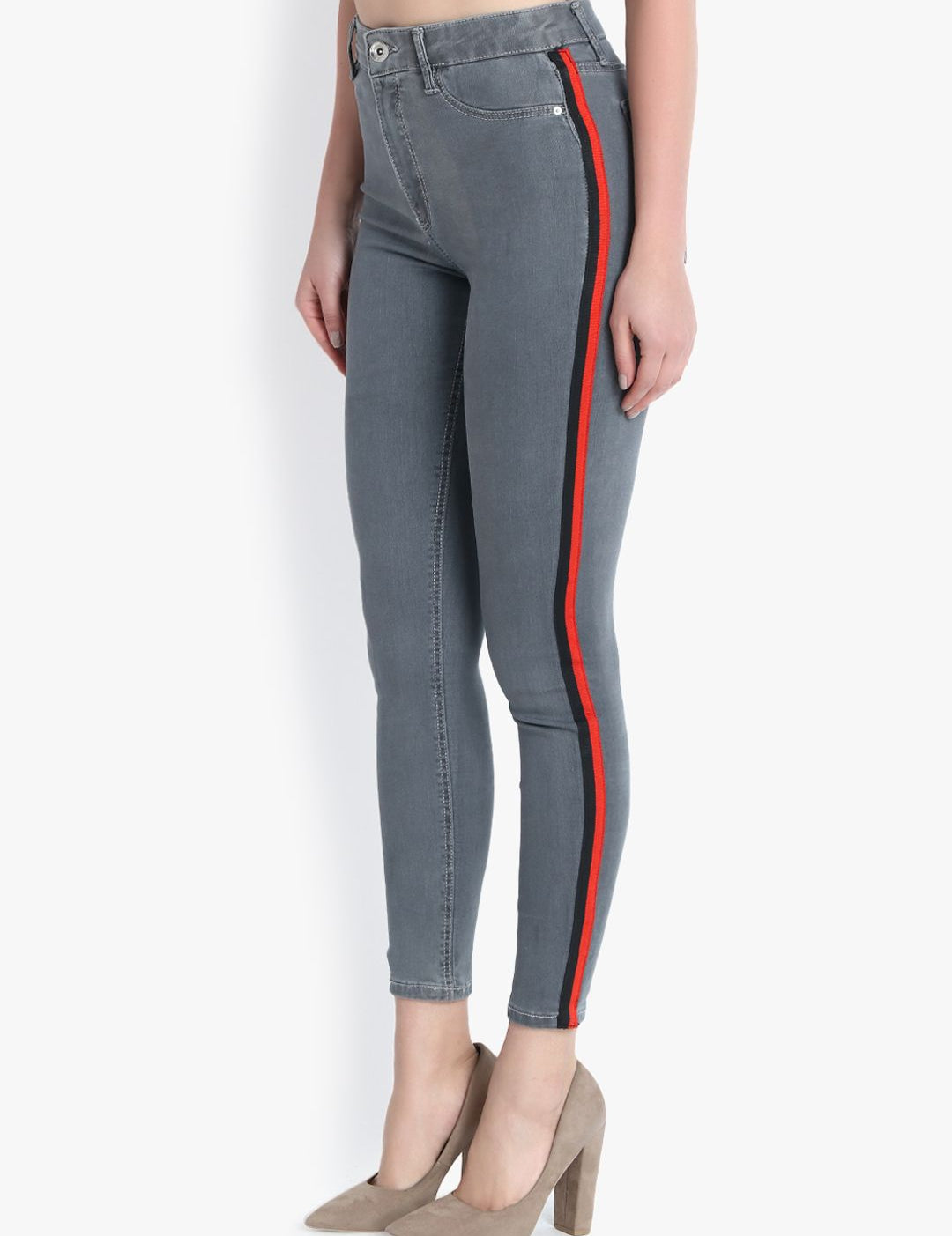 Kotty Women Grey Skinny Fit High-Rise Clean Look Jeans