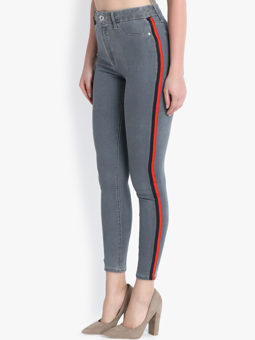 Kotty Women Grey Skinny Fit High-Rise Clean Look Jeans