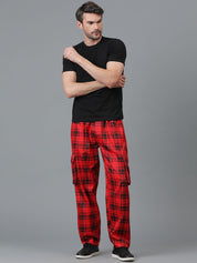 Kotty Men Checked Relaxed Low-Rise Easy Wash Chinos Trousers