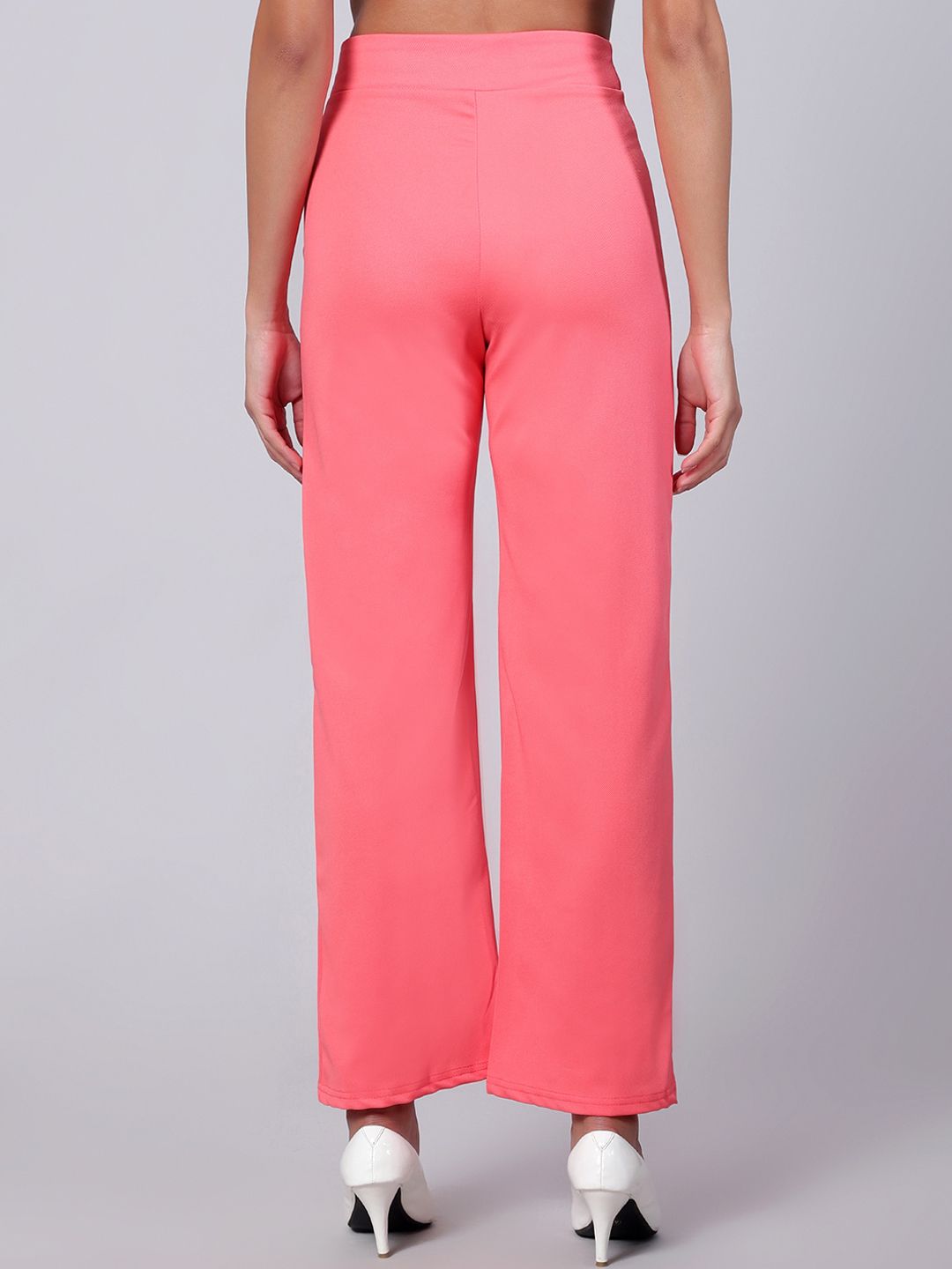 Kotty Women Pack Of 2 Relaxed Straight Leg High-Rise Straight Fit Easy Wash Trousers